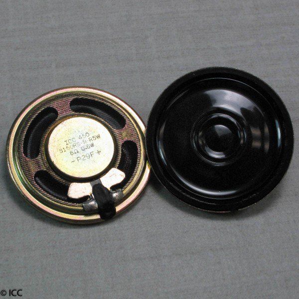 Speaker, Round; 6000Hz; Mylar; 0.50; 8%; 85dB; Micro Miniature; 36.0mmDia.x4.6mmD