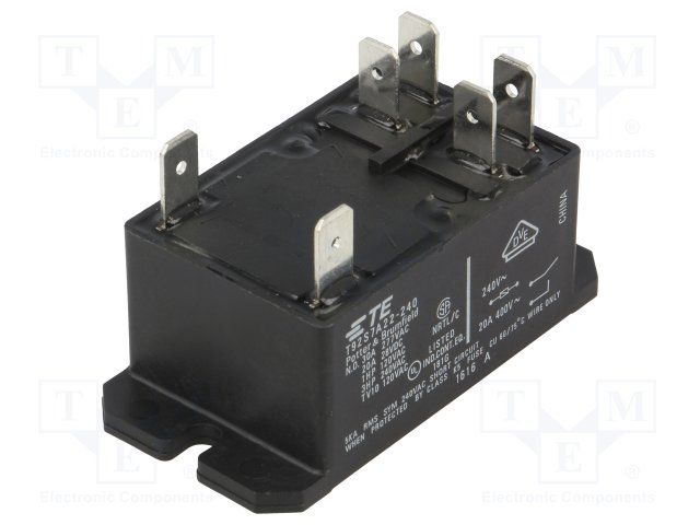 30A DPST General Purpose Relay, 240VAC Coil, Panel Mount