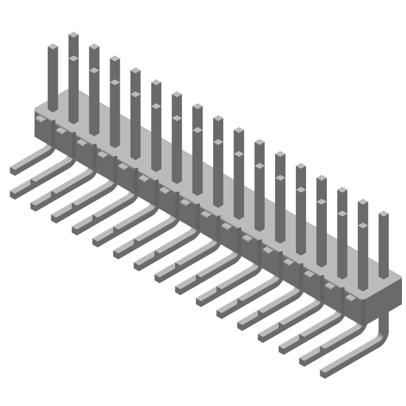 32 Pos 2.54mm RA Thru-Hole Header, Male Pin, 5A, Gold/Tin