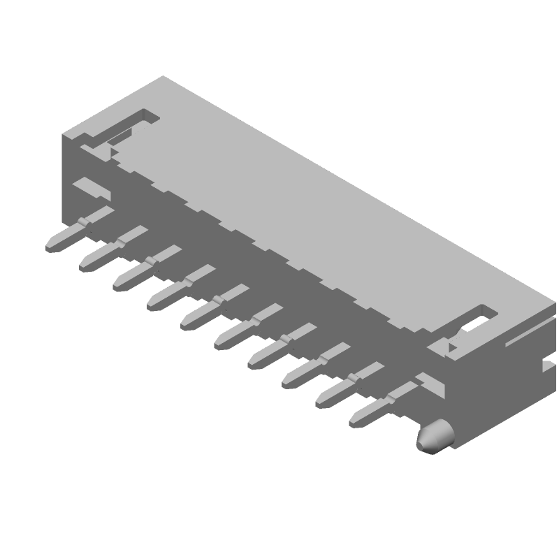 10 Pos 2mm Pitch Male Header, Vertical, Solder, 2A, 125V