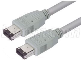 L-COM   CSM94-2M   COMPUTER CABLE, IEEE 1394 FIREWIRE PLUG, 2M, GREY
