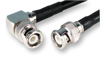 TE CONNECTIVITY / GREENPAR         1337772-2             RF / Coaxial Cable Assembly, BNC Plug, BNC Plug, 90, 19.69 ", 500 mm, Black
