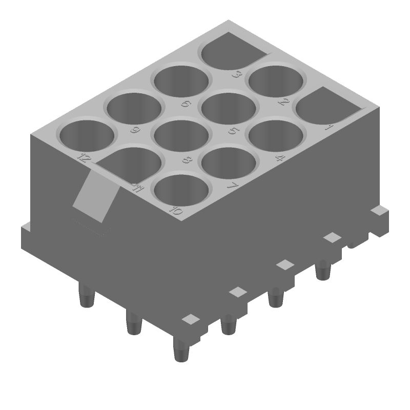 12 Pos 19A Wire-to-Board Male Pin Header, UL94 V-0