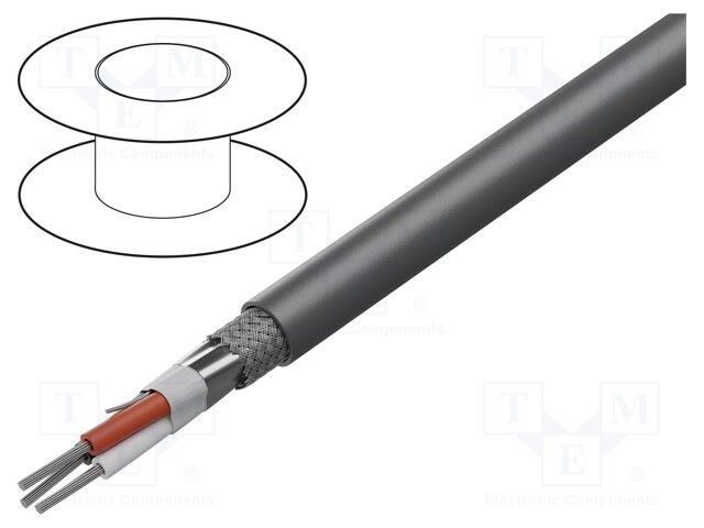 3C 22AWG Shielded Multi-Conductor Cable, 300V, 105°C, PVC