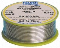 Felder Lottechnik 0.75mm Wire Solder, +227C Melting Point, 0.7% Copper, 99.3% Tin, 250g