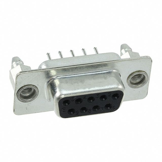 D-Subminiature Connector, 9 Pos, Female, Solder, Straight, 250V