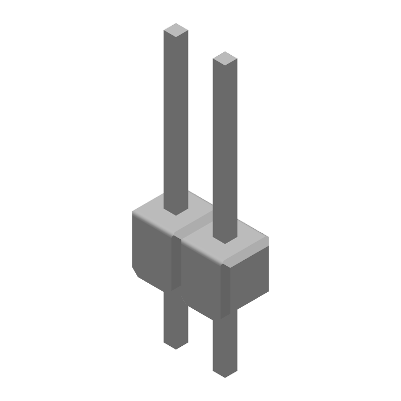 2 Pos 2.54mm Unshrouded Header, Male Pin, Gold Contact, Thru-Hole