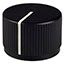 Aluminum Control Knob, 0.925" Dia, Black, Panel Mount