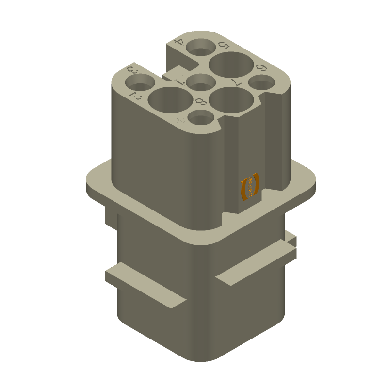 8-Pos Female Rectangular Connector, 10A, Crimp, IP65