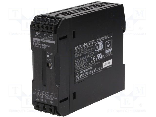 60W 24VDC 2.5A AC/DC Enclosed Power Supply