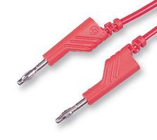 HIRSCHMANN TEST AND MEASUREMENT   934060101   Test Lead, 4mm Banana Plug to 4mm Banana Plug, Red, 60 V, 16 A, 500 mm