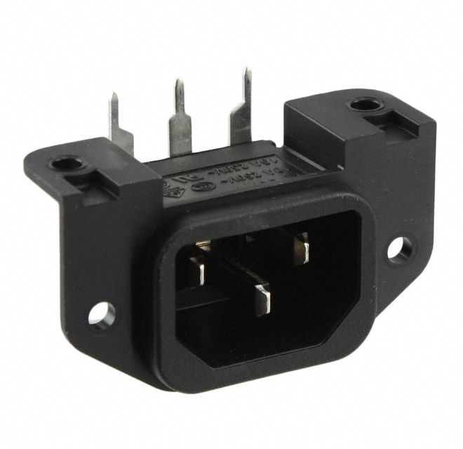 Mains Power Connector, 15A 250VAC, Male, 3-Pin, Solder, Right Angle