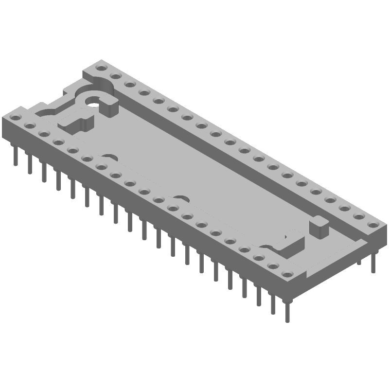 40 Pos DIP Socket, 2.54mm Pitch, Gold Plated, Thru-Hole