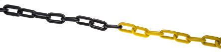 CHAIN, 6MM, 25M PACK, BLACK/YELLOW; ;ROHS COMPLIANT: NA