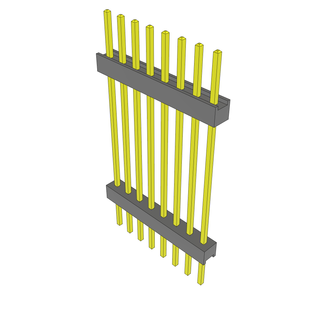8-Contact HDR Board Stacker, 2.54mm Pitch, Through Hole Mount