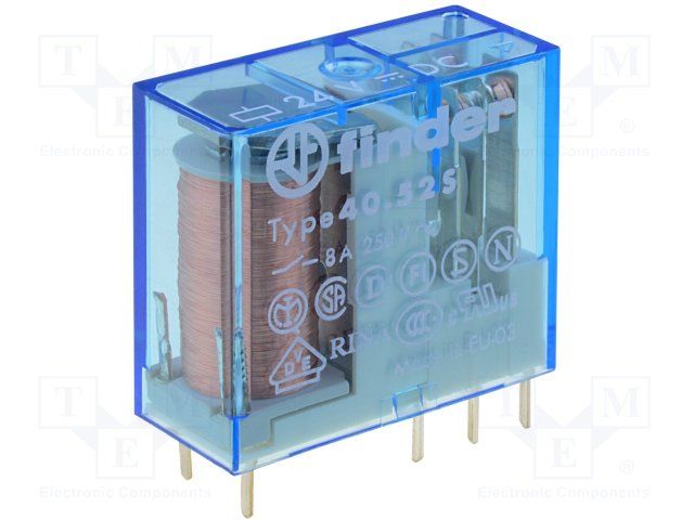 DPDT General Purpose Relay, 8A, 24VDC Coil, Through Hole