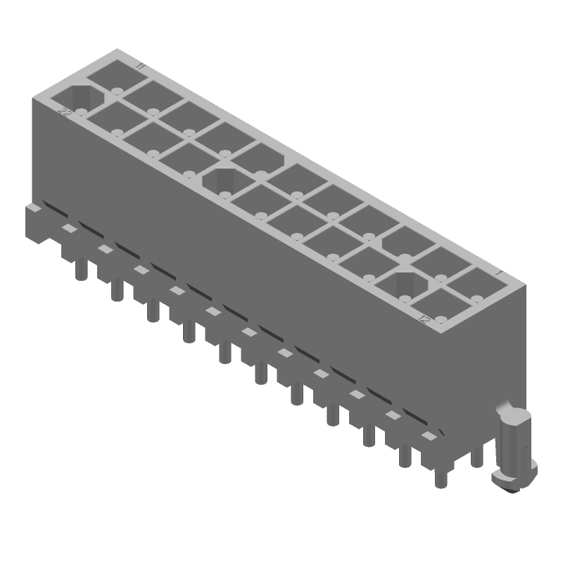 22 Pos 9.5A Gold Male Pin Wire-to-Board Connector, Straight, 600V