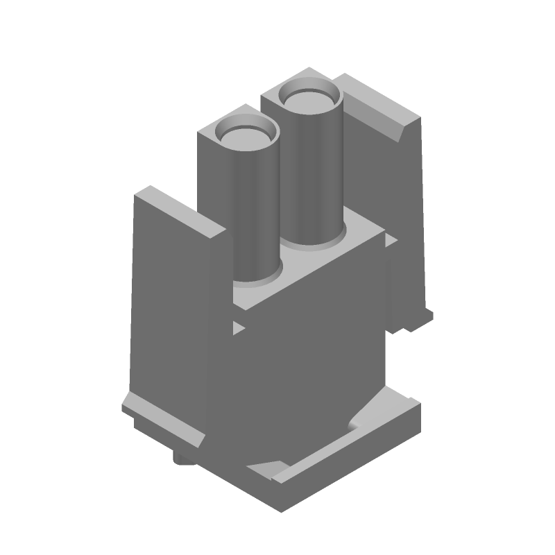 2 Pos 6.35mm Crimp Wire Housing, Male, 19A, 600V