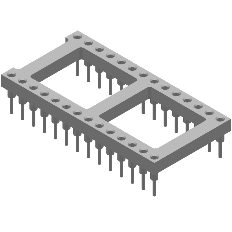 28 Pos DIP Socket, 2.54mm Pitch, Straight, Thru-Hole, Gold Contacts