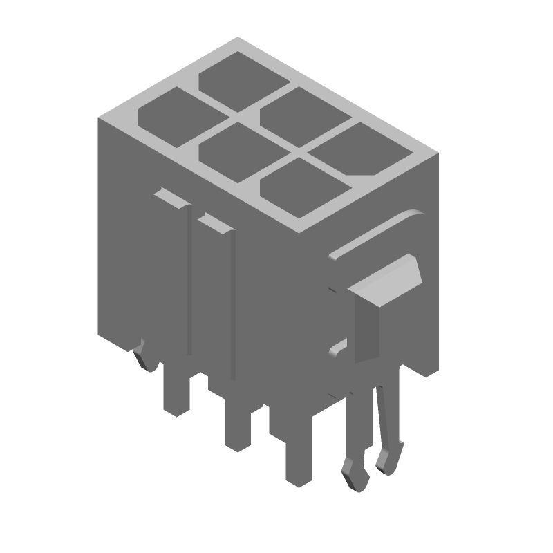6 Pos Wire-to-Board Rectangular Connector, 5A, Gold, Thru Hole, Black