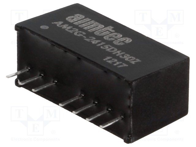 DC/DC Converter; Product Weight (grams): 4.5; Input voltage min (V): 18; Input voltage max (V): 36; Output voltage min: 15; Output voltage max: 15; Output voltage dual assymetric (y/n): Dual; Output Power (W): 2; Max Output current (A): ±0.067; Efficiency (%): 80; Max Capacitive load (µF): ±220; Package type: SIP8; Mounting: PCB; W (in): 0.36; L (in): 0.86; H (in): 0.44; W (mm): 9.2; L (mm): 21.85; H (mm): 11.1; Min Operating temperature: -40; Max operating temperature (°C): 85; Isolation (VDC): 3000; EMC compliance 2: EN 55032 Class A; Case material: Plastic (flammability to UL 94V-0) ; Application 4 (building automation/IoT): 1; MTBF (h): 1610000; Derating : 85; Voltage Accuracy (%): ±2; Line Regulation (% of Vin): ±0.5; Load Regulation %: ±0.5; Ripple & Noise (mV p-p): 80; Switching Frequency typ (KHz): 650; Short circuit protection: Continuous; On/Off Control: 1