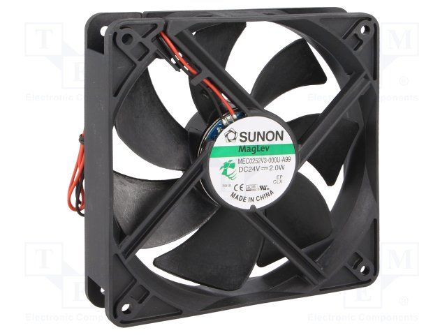 120x25mm 24VDC Axial Fan, 75CFM, 2200RPM, Vapo-Bearing