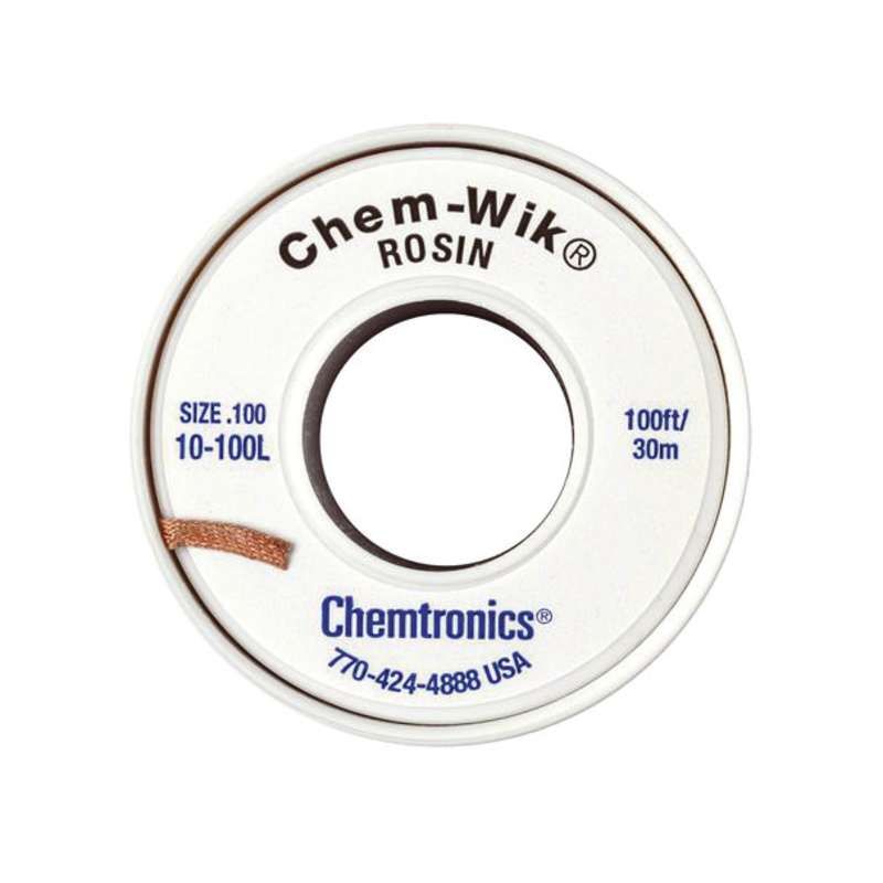 Desoldering Braid, Rosin, 100ft, 2.5mm, Brass, Blue