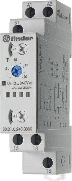 Programmable Time Delay Relay, SPDT, 16A, 240VDC Coil, DIN Rail