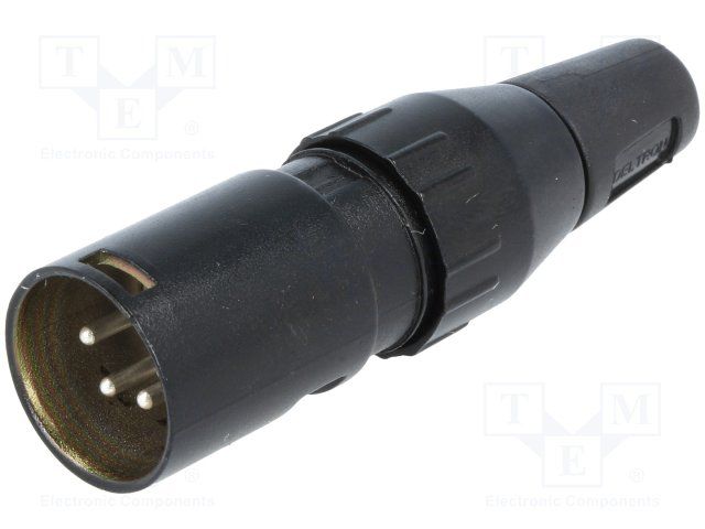 4-Pin XLR Audio Plug, Cable Mount, 10A, 250V, Silver Contacts, Metal Body