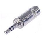 3.5mm Male Audio Plug, 1 Pole, Nickel Plated Brass, Metal, Straight