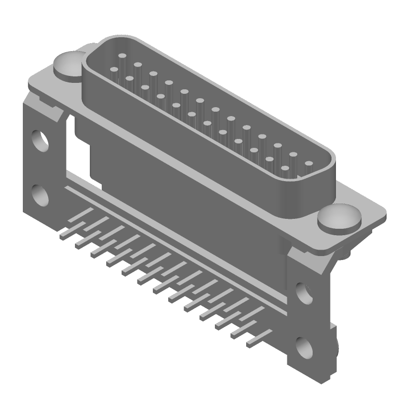 25 Pos Signal D-Sub Connector, Male, RA, Shielded, Gold/Tin/Lead Contacts