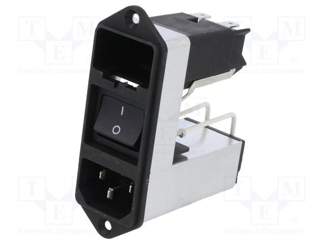 Mains Power Connector, 2A, 250VAC, 3 Pos, Fuse, Panel Mount