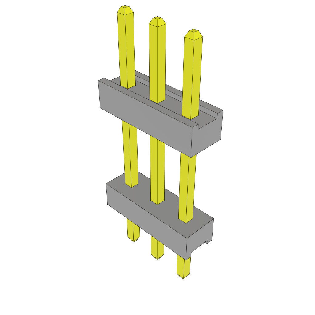 3-Contact Male Through-Hole Header, 2mm Pitch, Gold Plating