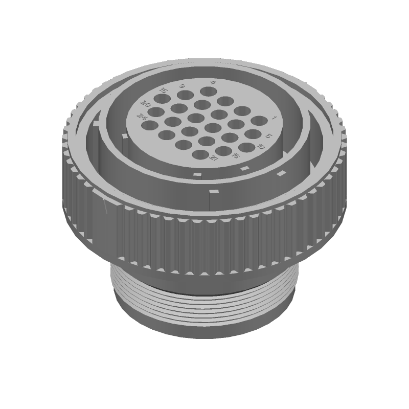 24 Pos. Female Crimp Circular Connector, Black, IP65