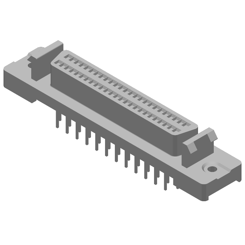 50 Pos Signal Connector, Shielded, Straight, Through Hole, Gold/Tin Plated