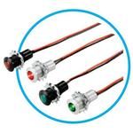 LED Panel Mount Indicators Red, Silver Body 12 inch leads