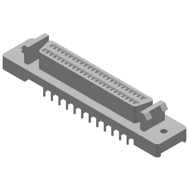 50 Pos Signal Connector, Vertical, Shielded, Gold/Tin Plated