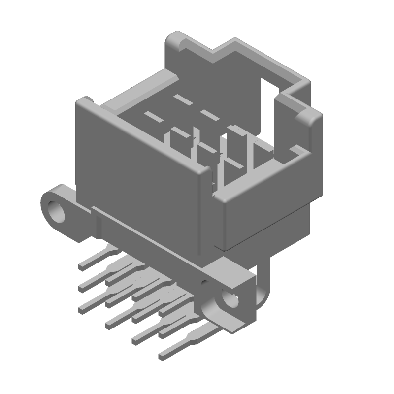 12 Pos 3 Row Signal Rectangular Connector, Right Angle, Through Hole, Tin
