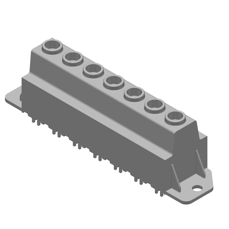 7 Pos Terminal Block, 130A, 600V, 15mm Pitch, Thru-Hole, Green