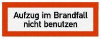 Wolk Aluminium Black/Red/White Safe Conditions Sign, Aufzug Im Brandfall Nicht Benutzen, German, 148 x 52mm