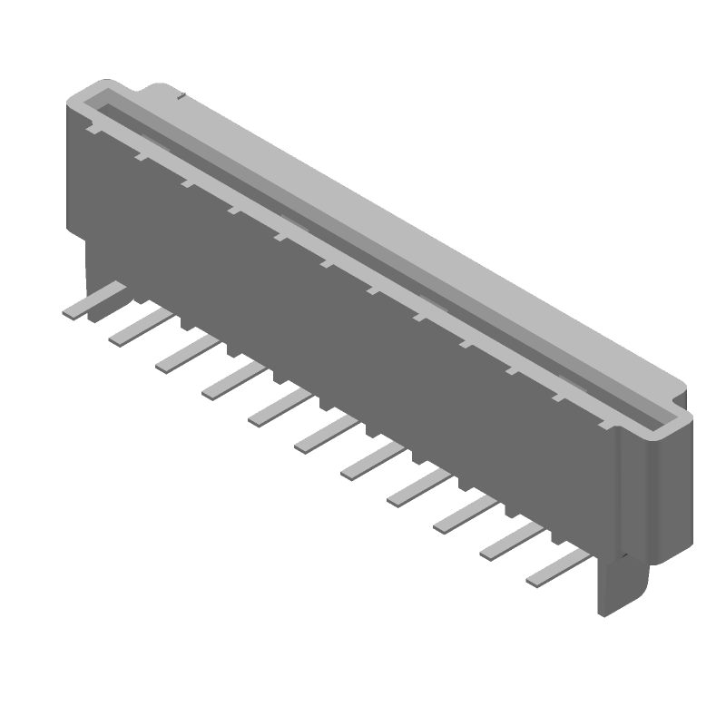 FFC/FPC Connector, 11 Pos, 2.54mm, ZIF, Right Angle, Solder, Thru-Hole