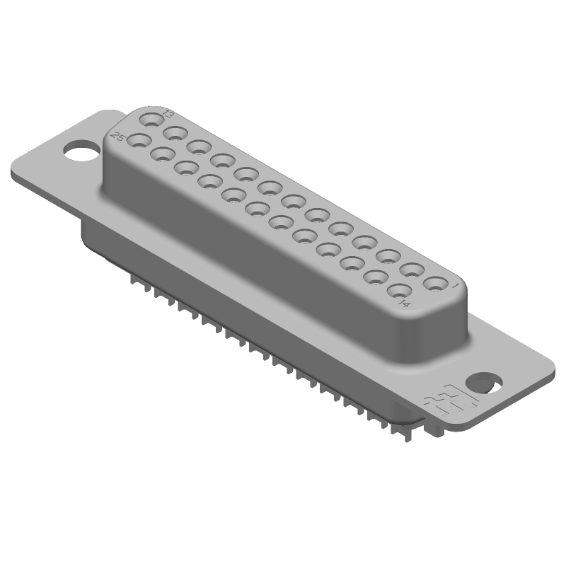 D-Sub 25 Pos F ST Solder Cup Shielded 250V 3A