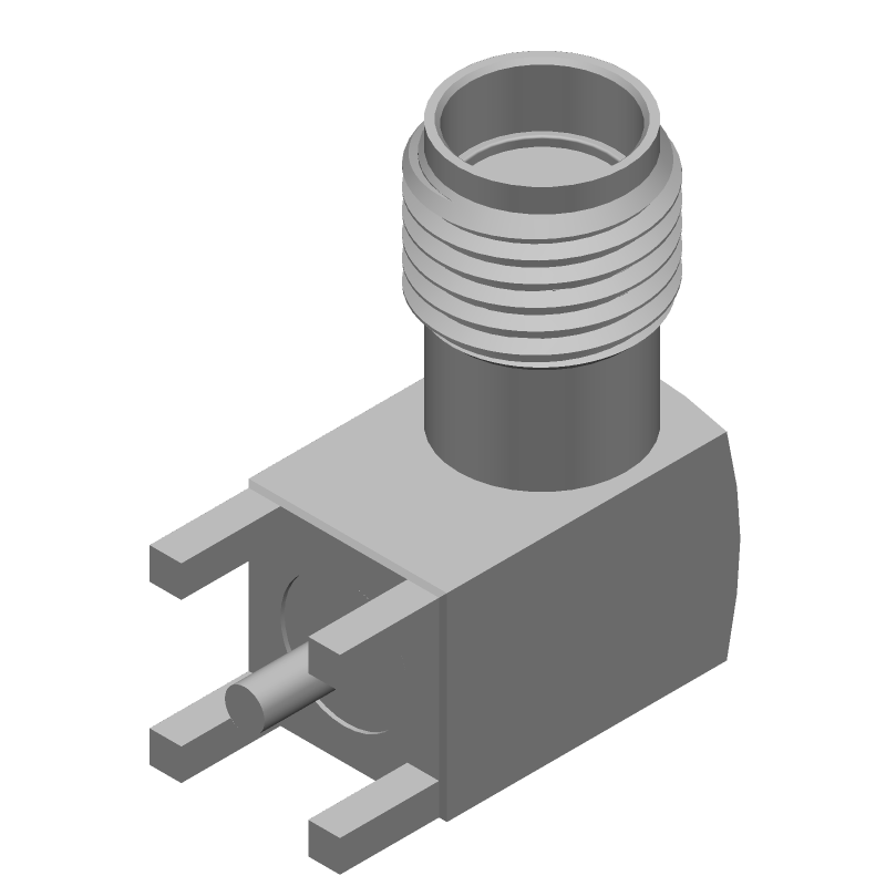 SMA RF Connector, Male, Gold, 18GHz, 50R, Right Angle, Solder