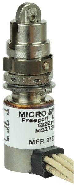 Snap Acting/Limit Switch, DPDT, Momentary, 1A, 28VDC, 4.2mm, Wire Terminal, Roller Type Actuator, Panel Mount-threaded,