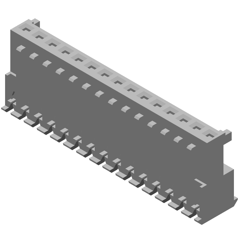 15 Pos 2.54mm IDC Receptacle, Female Socket, RA Cable Mount, 5A