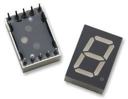 Red 7-Seg Numeric LED Display, 1-Char, 13.1mm, DIP