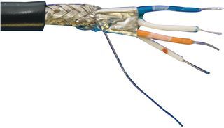 22AWG Shielded Multi-Pair Cable, 1 Pair, 120R, 300V, Black PVC