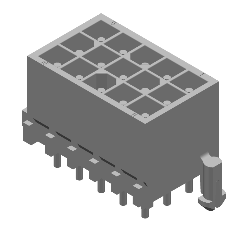 15 Pos Wire-to-Board Rectangular Connector, 9.5A, 600V, Male, Gold