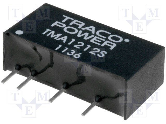 1W 12V 80mA Isolated DC-DC Converter, SIP, 1kV Isolation