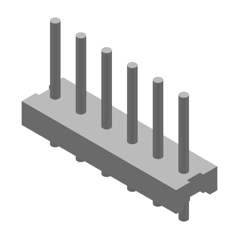 6P MTA-156 Header, 7A, 600V, Straight, Through Hole, Male Pin